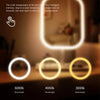 A display showing different color temperatures of light: 6000k, 4000k, and 3000k.