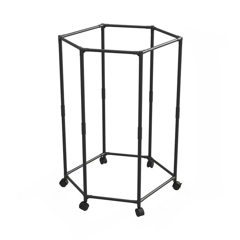 Black rotating hexagon clothes rack for indoor drying