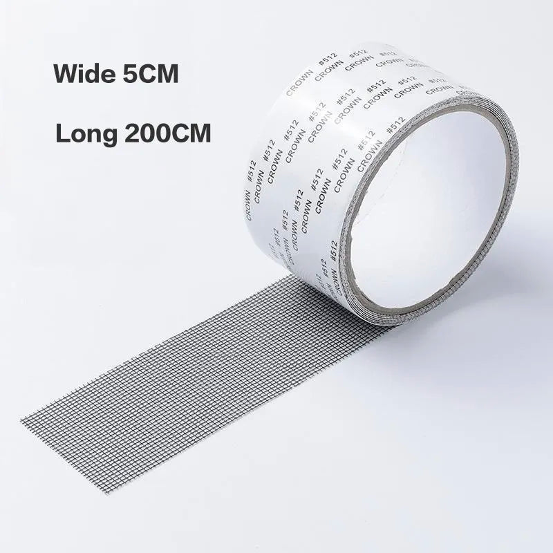 Roll of white window screen repair tape with measurements 5cm wide and 200cm long