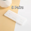 Five pairs of white self-adhesive desktop cable organizer holders shown on a light background.