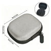 A gray portable peptide storage case with a zippered pouch and an open lid shown in various dimensions.