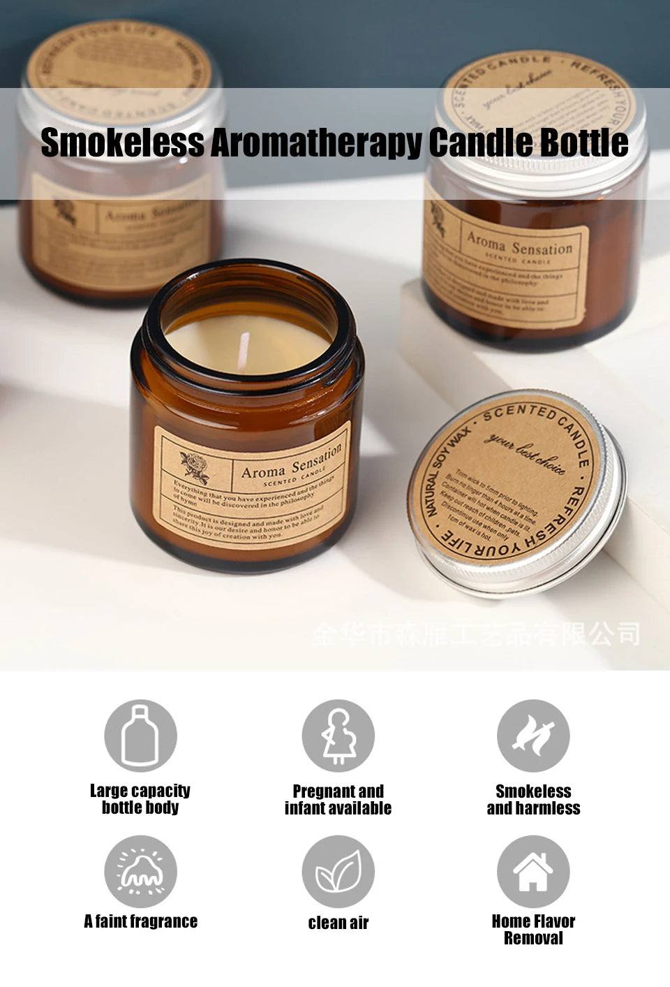 Set von geräucherten Aromatherapie-Kerzen in Lavendel-Duft mit Sojawachs zur Entspannung