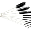 A set of ten nylon bottle and straw cleaning brushes with long, thin bristles.