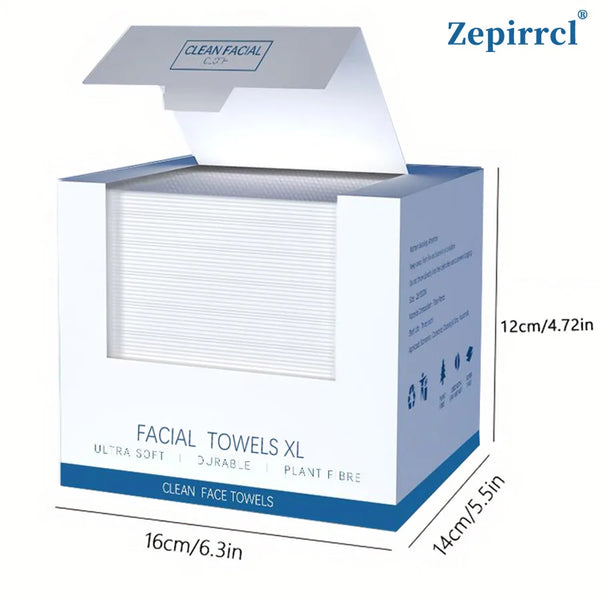 Box of Facial Towels XL featuring ultra soft, durable, and plant-based materials for facial cleansing.