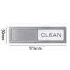 A rectangular stainless steel magnet with the word CLEAN engraved on a white background, measuring 178mm by 50mm.