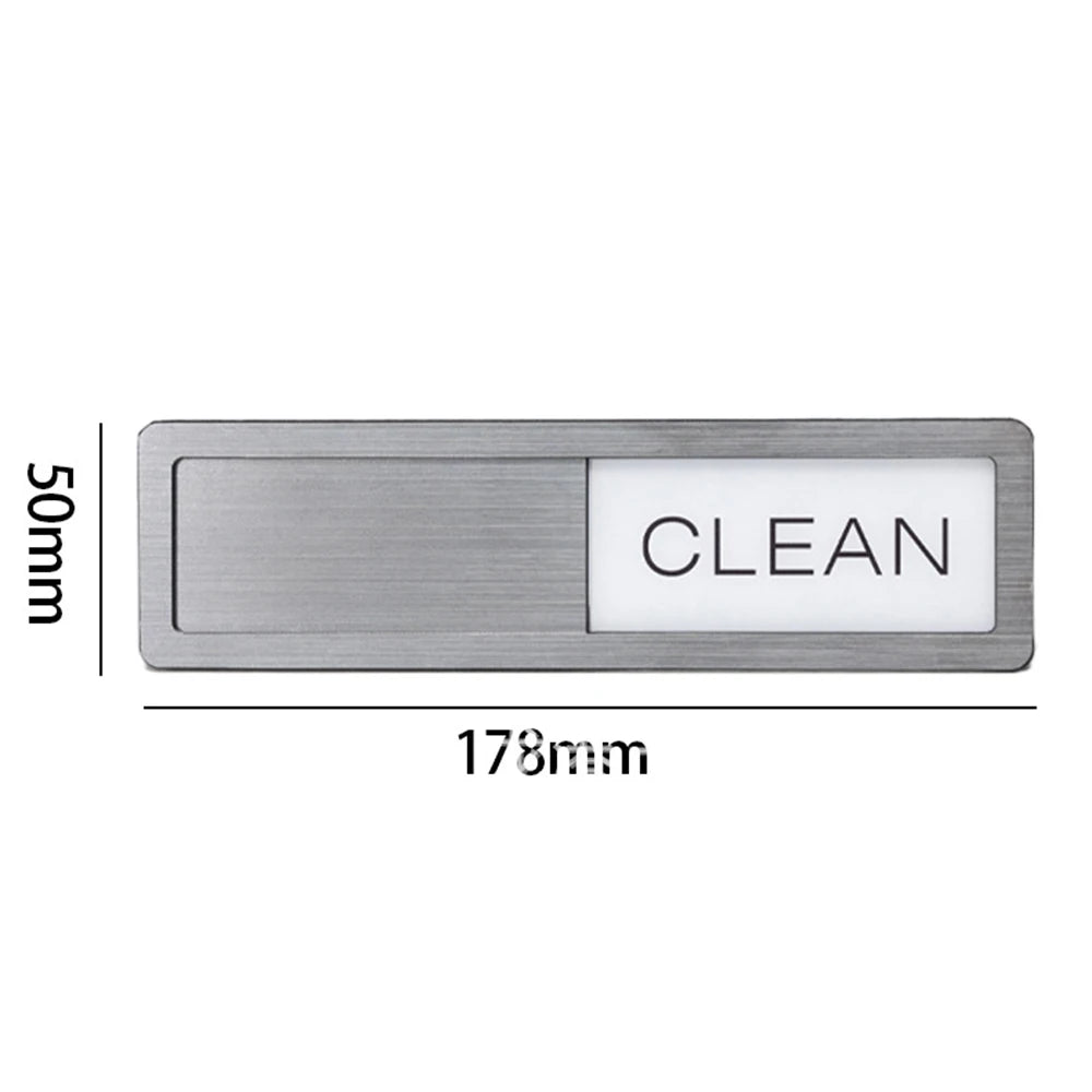 A rectangular stainless steel magnet with the word CLEAN engraved on a white background, measuring 178mm by 50mm.
