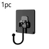 A black heavy-duty self-adhesive wall hook with a curved metal loop.