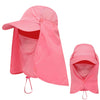 Pink UV protection fishing sun hat for men and women shown in a folded and unfolded state