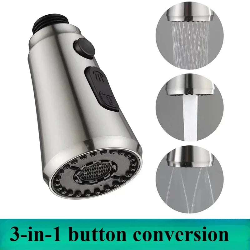 A silver-colored 3-in-1 button conversion tool for safety gloves showing various parts and a finished product.