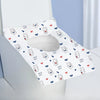 A white disposable printing seat cover featuring cute rabbit graphics and Nice Day text.