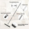 An adjustable rubber broom with a squeegee edge and hook connection shown with various components.