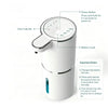A white touchless electric soap dispenser showing indicators for power and battery level.
