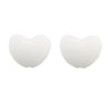 A pair of white silicone heart charm beads for DIY jewelry.