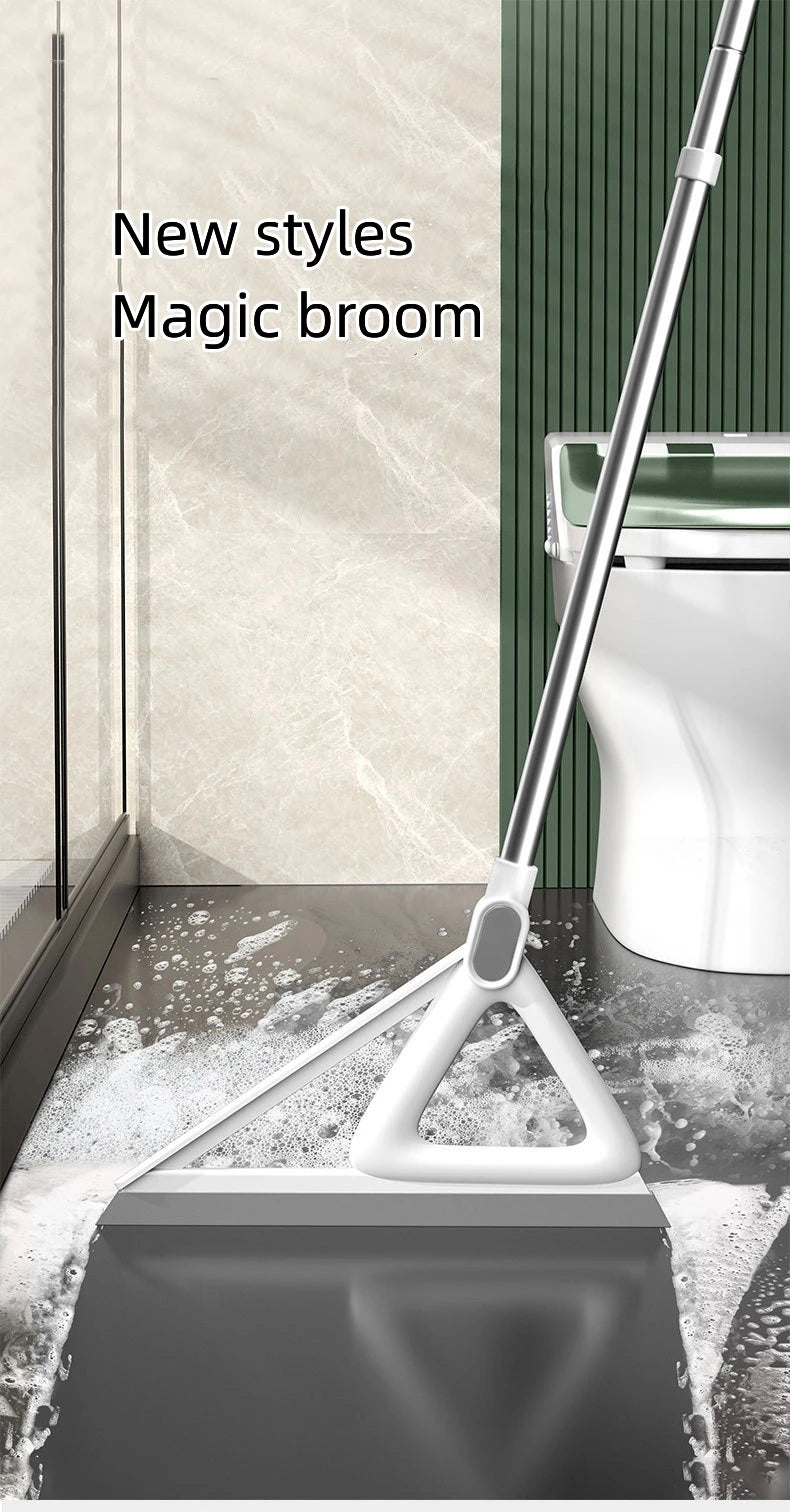 A magic broom used to clean the inside of a toilet bowl with water and foam.