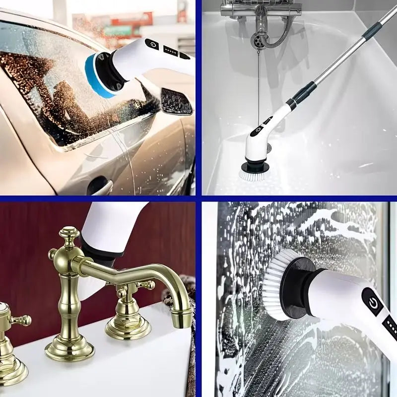 Juego de cepillos y herramientas eléctricas para limpieza detallada de exteriores de coches, ventanas y otras áreas difíciles