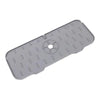 Gray silicone kitchen sink drainer and splash guard mat with multiple drainage holes