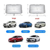 A collection of car sunshade umbrellas shown in various sizes and vehicle types including SUV, Sedan, Business car, Hatchback