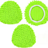 Three bright lime green replacement spin mop heads for an O-Cedar tank mop.