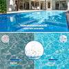 Diagram showing the use of filter balls for pool cleaning, comparing before and after use.