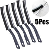 Five black hard-bristle crevice cleaning brushes shown with a close-up of one brush head