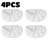 Four white reusable mop replacement cloths shown in various views.