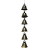 A hanging vintage metal wind chime decoration with multiple small bells.