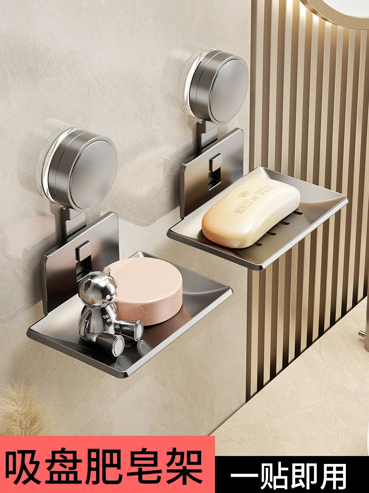 حامل صابون مثبت على الحائط مزود بموزع ماصة لحمل الصابون والسائل.