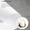 A white cotton canvas material is shown, with a close-up of fluffy white fibers.