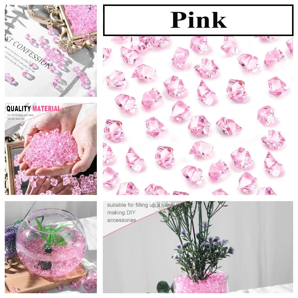 Rocas de hielo triturado de acrílico rosa para decoración, rellenos y accesorios DIY.