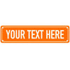 An orange rectangular sign with the text YOUR TEXT HERE on it.