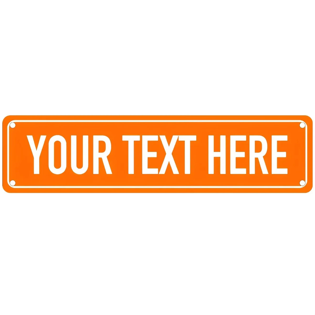 An orange rectangular sign with the text YOUR TEXT HERE on it.