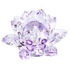 A clear crystal lotus flower centerpiece with purple and pink facets.
