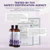 Lavendel-Massage-Ölflaschen mit TÜV-Sicherheitszertifikaten und Text