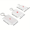 Three acrylic keychains labeled S, M, and L with different sizes and a metal ring.
