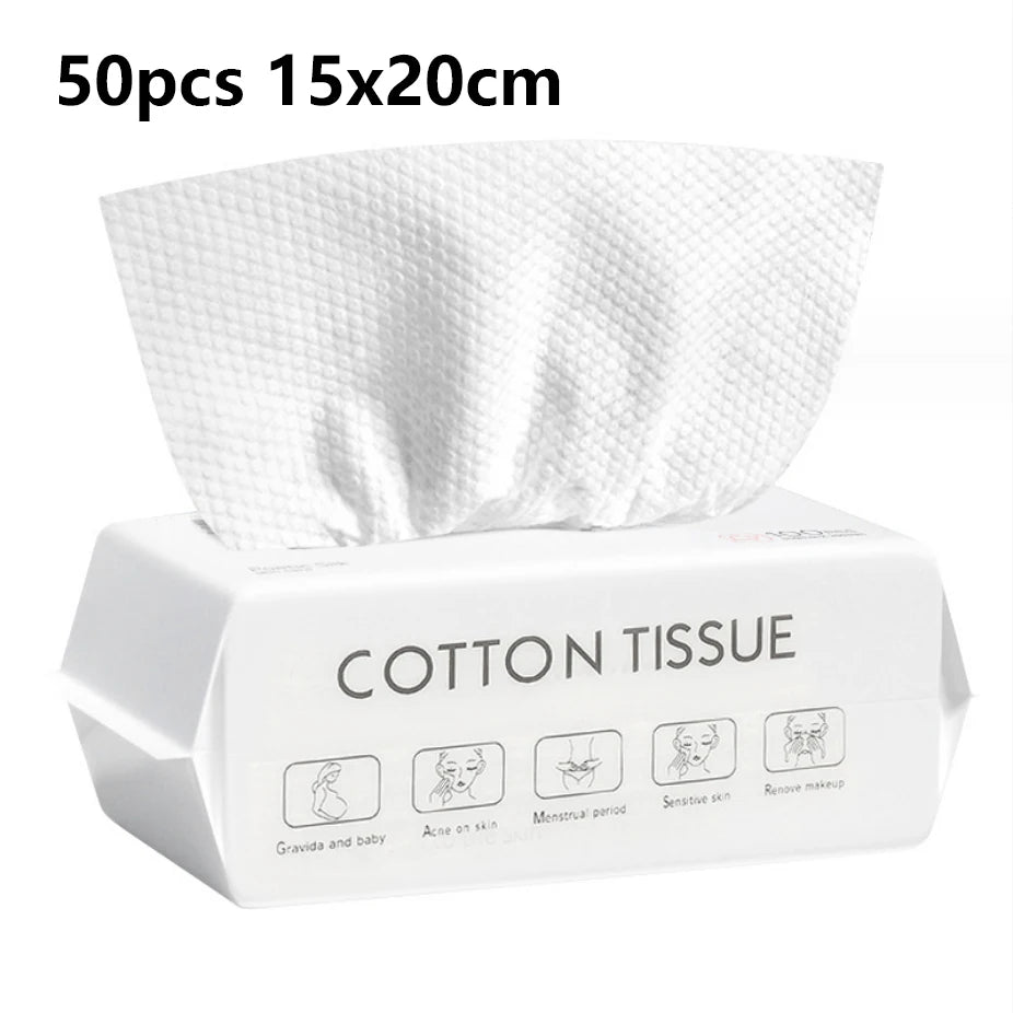 Box of 50 pieces of white cotton tissue facial cleansing towels