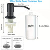 A black stainless steel liquid soap dispenser bottle with a 350ml capacity and a pump top.