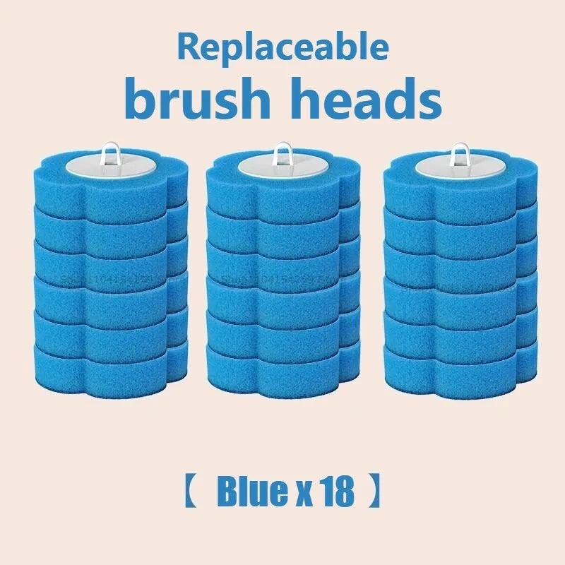 Ensemble de 18 têtes de brosse bleues remplaçables pour kit de nettoyage de brosse à toilette jetable montée sur mur