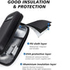 Schwarze Insulin-Kühltaschen-Reisehülle mit drei Schichten: PU-Stoff, EVA-Schutzschicht und Aluminiumisolationsschicht.