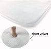 A close-up view of short velvet material used for shower and bathroom decor.