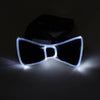 Pair of clear LED light up anime glasses shaped like a bow tie