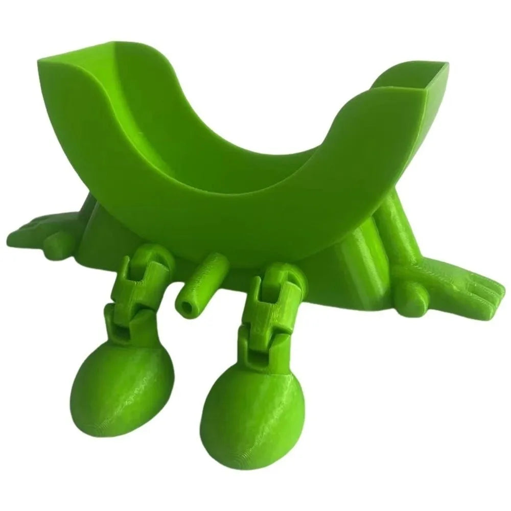 A bright green multi-use sponge holder designed for kitchen drainage.