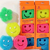 Set bunter Smiley-Gesicht-Temperaturwechsel-Reinigungschwämme in grün, gelb, blau und rosa