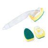 A dish wand cleaning brush set with a white handle and yellow sponge head.