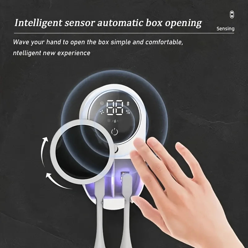 A hand is opening a sensor box with a rotating mechanism, demonstrating intelligent sensor automatic box opening.