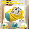Yellow fluffy mesh shoe wash bag with zipper and pull ring shown on a washing machine.