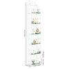 A tall white over-the-door fabric storage organizer with multiple pockets for organizing items.