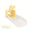 Yellow anti-splash faucet extender with a cute rabbit design.