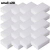 A pack of twenty small white melamine cleaning sponges or magic erasers.