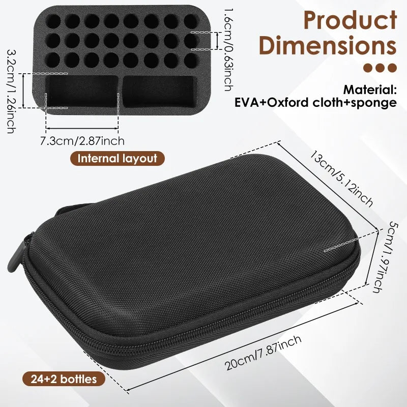 Black EVA and Oxford cloth storage case with an internal layout for 24 to 2 bottles