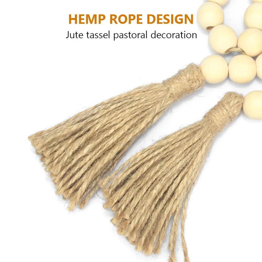 Hanfseil-Design mit Jute-Faszien und hellem Holzperlen zur ländlichen Dekoration